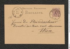 Nachlass Franz Steindachner, Postkarte von Otto Finsch an Franz Steindachner (11.12.1877), Inv.Nr. 129.02, Seite 2